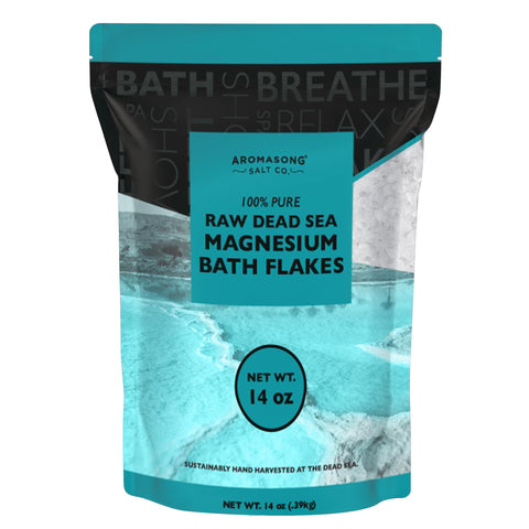 Aromasong Magnesium Flakes from The Dead Sea, 14 OZ. Resealable Pack- Muscle Relaxing Magnesium Chloride Bath Salts Soak for Headaches, Stress & Leg Discomfort
