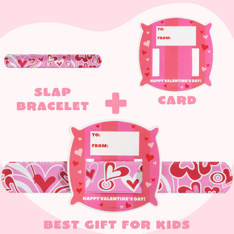 JOYIN 28 Packs Valentine's Day Slap Bracelet Set with Valentine Gift Cards for Classroom Exchange Prizes, Valentine Party Favors, ValentineÃƒÂ¢Ã¢â€šÂ¬Ã¢â€žÂ¢s Greeting Cards