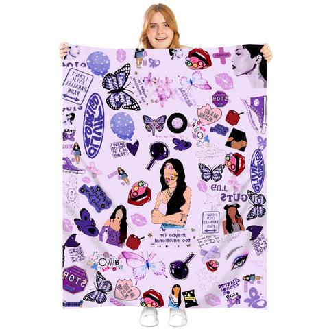 newhsy Olivia Blanket Olivia Album Throw Blanket for Fans Gift Warm Air Conditionin Blanket Sofa Bedroom Blanket Guts Merch for Music Lover Home Decor