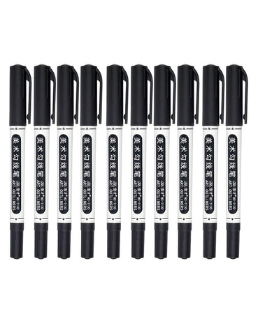 Jueshanzj Double-Ended Art Markers Set with 1mm Thick Tip and 0.5mm Fineliner Black 10 pens
