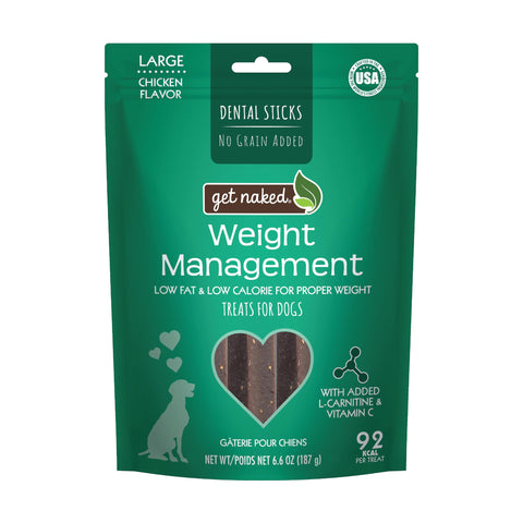 Get Naked Grain Free 1 Pouch 6.6 Oz Weight Management Dental Chew Sticks, Large