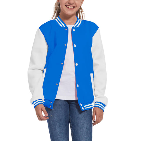 Mowbeat Kid's Baseball Jacket Boy's Varsity Style School Jackets Top for Girl Outerwear Jackets Sports Track Jackets Coat (Blue, 7-8Years)