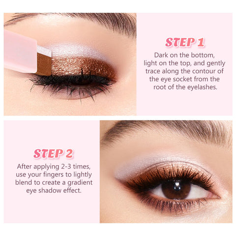 Boobeen Glitter Creamy Eyeshadow Pencil Waterproof Eyeshadow Stick Gradient Double Colors Shimmer Cream Eyeshadow Pen Create Long Lasting Eye Shadow Makeup, Easy to Use