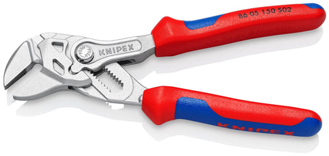 Knipex Pliers Wrench with roughened jaws chrome-plated, with multi-component grips 150 mm 86 05 150 S02