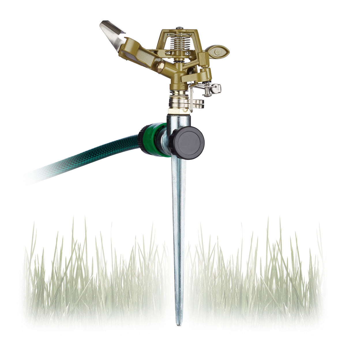Relaxdays Impact Circle Sprinkler, Watering of Large Areas up to 700 mÂ², 15 m Reach, 360Â°, Irrigation, Green