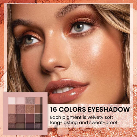 CAKAILA 16Color Nude Rose Gold Borwn Colorful Eyeshadow Palettes Makeup,Korean Natural Neutral Eye Shadow Highly Pigmented Naturing-Looking Long Lasting Waterproof Blendable