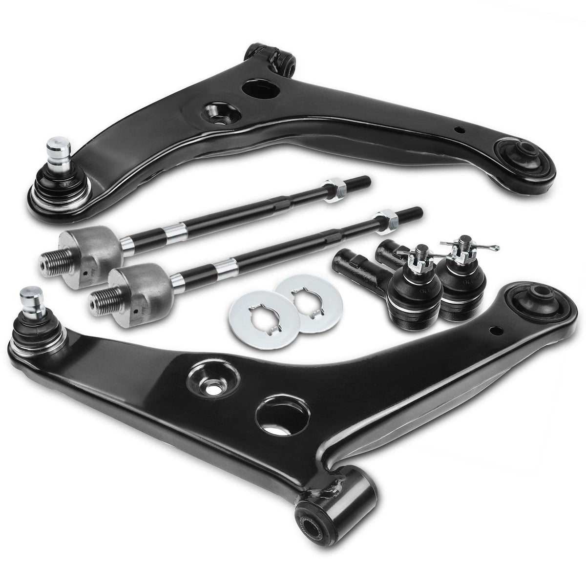 A-Premium Set of 6, Front Lower Control Arm, Inner & Outer Tie Rod End, Compatible with Mitsubishi Lancer 2002 2003 2004 2005 2006 2007, FWD Only
