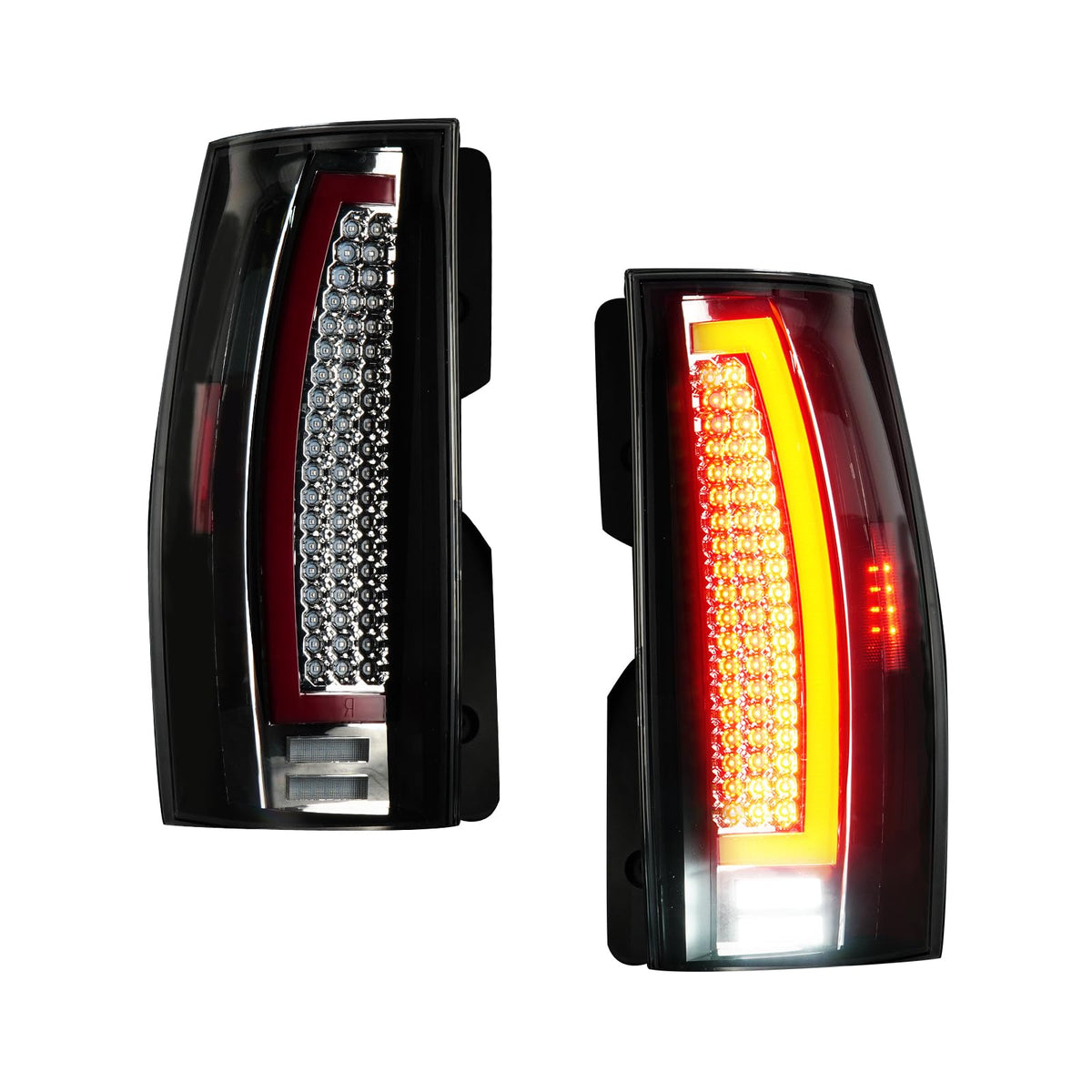 ILONPA (2 Pack) LED Tail Light Assembly for 2007-2014 Chevy Suburban 1500 2500, 2007-2014 Chevy Tahoe [only Incandescent Models], Taillight Assembly w/o Blind Spot, Chrome Housing Clear Lens