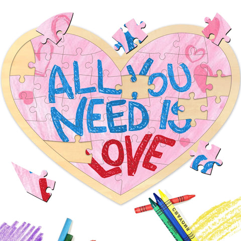 Blank Puzzle Heart Shape with 40 Pieces, Blank Heart Wooden Jigsaw Puzzle with Puzzle Tray for Crafts & DIY, Custom Puzzle 11.2x8.4 Inches 1 Pack