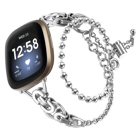 Gimuk Metal Strap Compatible with Fitbit Versa 3/Fit bit Sense Strap, Women Girls Adjustable Stainless Steel Wristband Replacement Watch Strap Band Bracelet for Fitbit Versa 3/Sense (Silver)