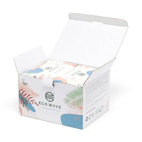 Eco Wave Baby Wipes, 100% Compostable Eco-Friendly Bamboo Wipes, Unscented, Hypoallergenic, Vegan, Alcohol-Free, Suitable For Sensitive Skin (Pack of 6)