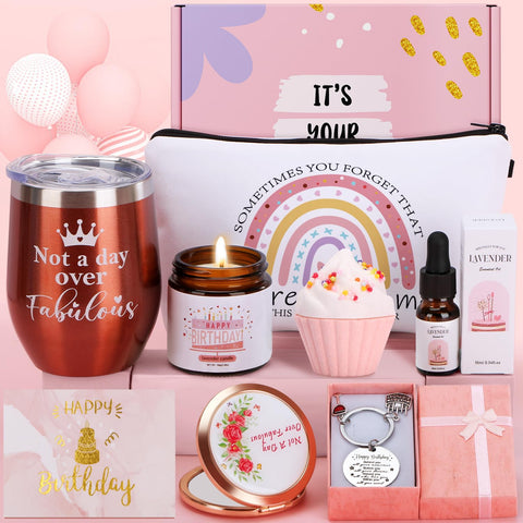 TuDou Birthday Gifts for Women, Happy Birthday Pamper Hampers for Her Mum Best Friend Sister Wife Girlfriend, Unique Female Self Care Gifts for 18Th 21St 30Th 40Th 50Th 60Th Birthday Presents