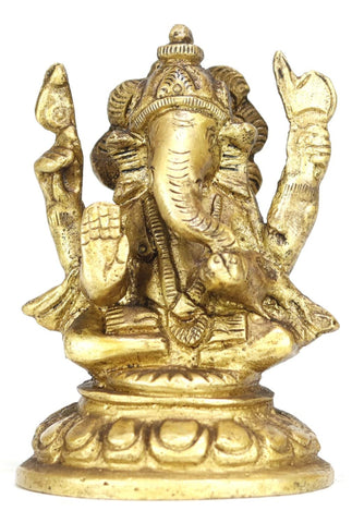 ASHIRWAD Brass Lord Ganesha Idol Statue for Home Hindu God Ganpati Bappa Vinayaka Murti (Ganesh-20)