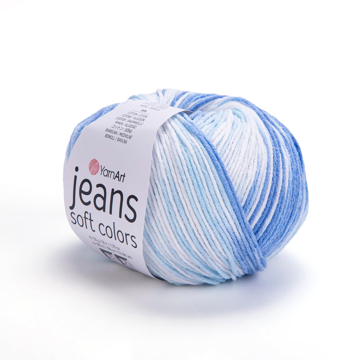 YarnArt Jeans Soft Colors - Variegated Sport Yarn 55% Cotton 45% Acrylic 1 Skein/Ball 50 gr 174 yds Cotton Yarn Knitting Yarn Soft Yarn amigurumi Cotton Yarn (6213)