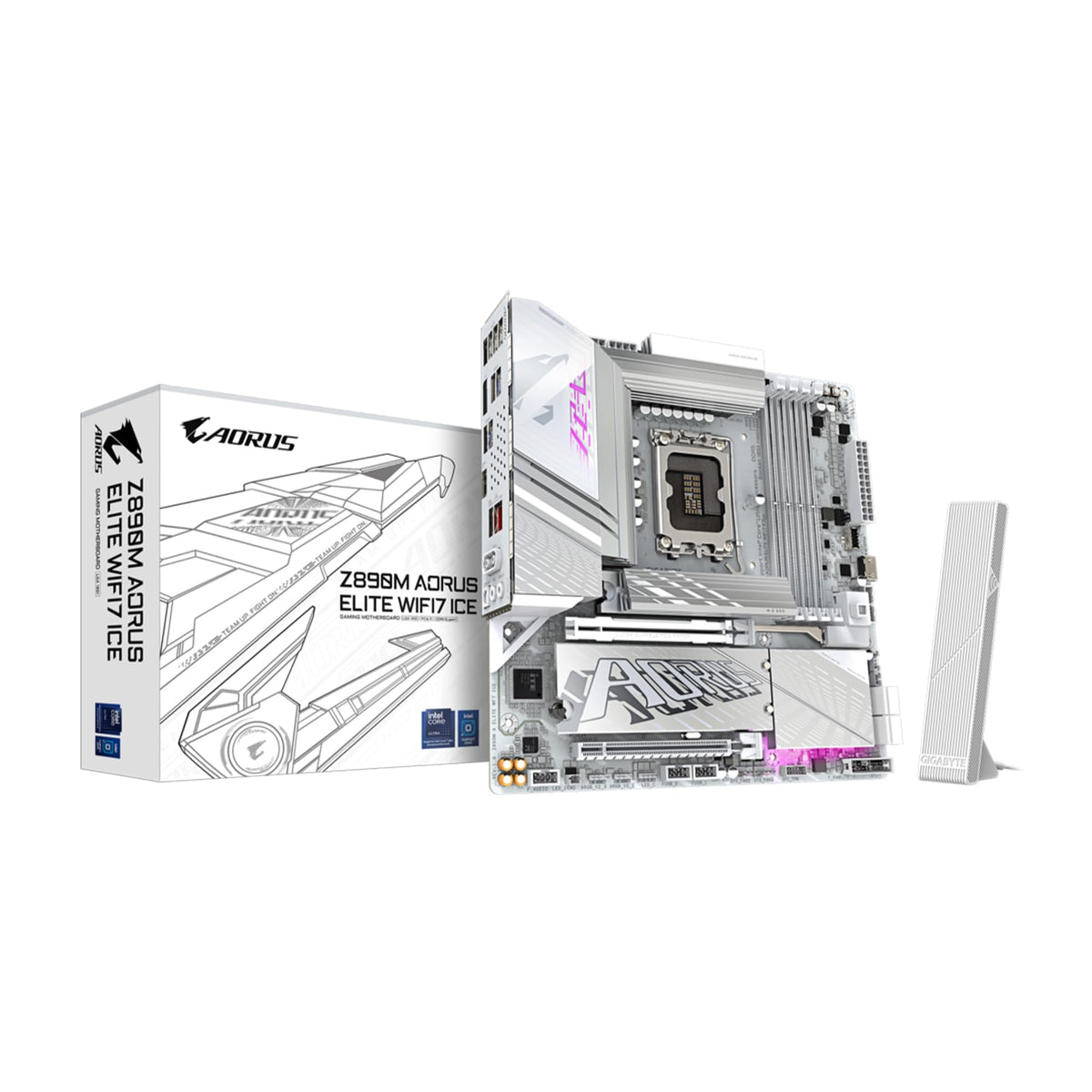GIGABYTE Z890M AORUS Elite WIFI7 ICE Ultra Core (Series 2) LGA 1851, ATX, DDR5, 3X M.2, PCIe 5.0, Thunderbolt 4, WIFI7, 2.5GbE LAN, EZ-Latch
