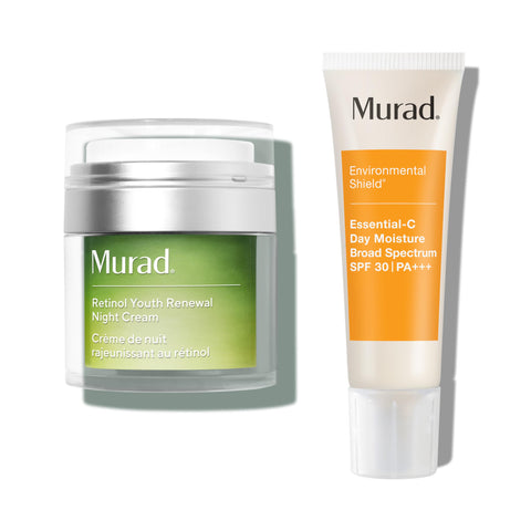 Murad Preventative Aging Solutions Value Set - 2-Piece Full Size Set ($158 Value) - Anti-Aging Skincare Set - Essential-C Day Moisture SPF 30 1.7Fl Oz, Retinol Youth Renewal Night Cream 1.7Fl Oz