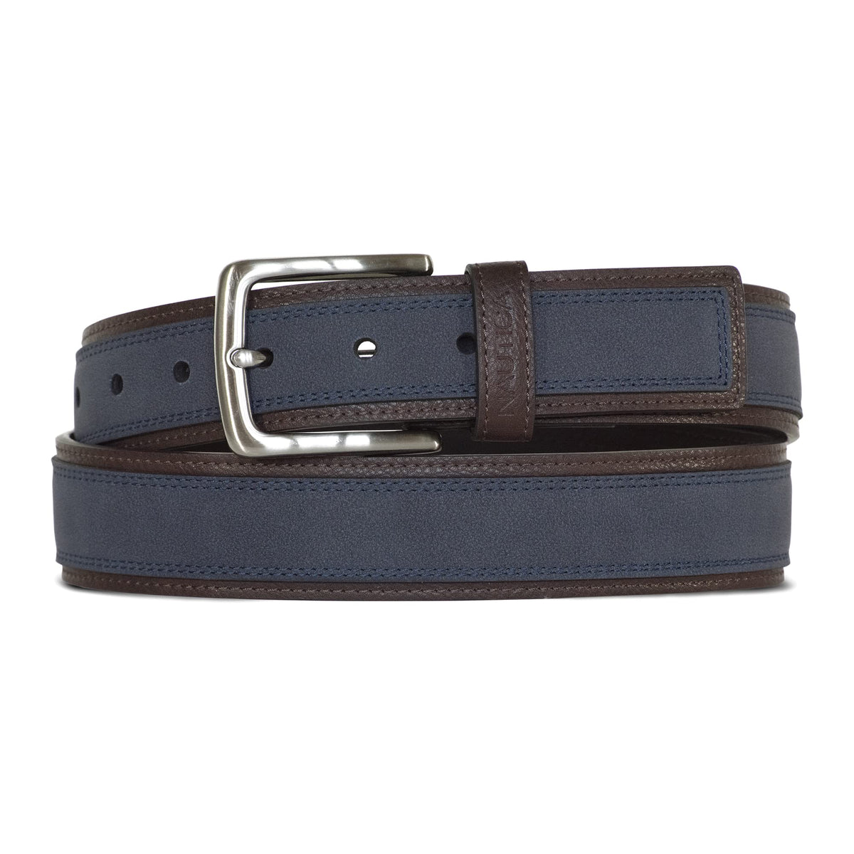 Nautica mens Casual Overlay Leather Belt, Navy, 44 US
