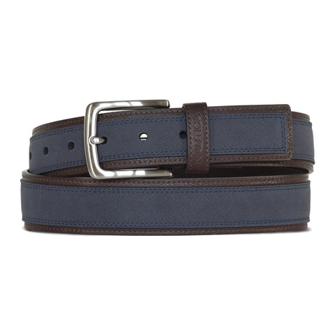 Nautica mens Casual Overlay Leather Belt, Navy, 44 US
