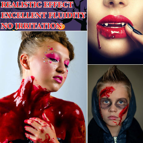 Fusang 2 PCS Fake Blood Spray,Halloween Fake Blood Washable Realistic Special Effects Zombie Vampire Costume Makeup & Dress Up,SFX Makeup Fake Liquid Blood Splatter for Clothes