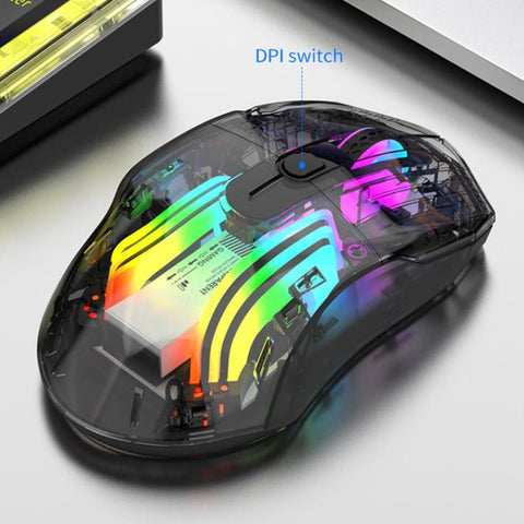 gernie Illuminate Your Gaming with Silent 3 Mode Esports Mouse RGB Mute Button USB 2.4G Office Gaming Mouse with Quiet RGB Lights for Mute Gaming Experience (Black)