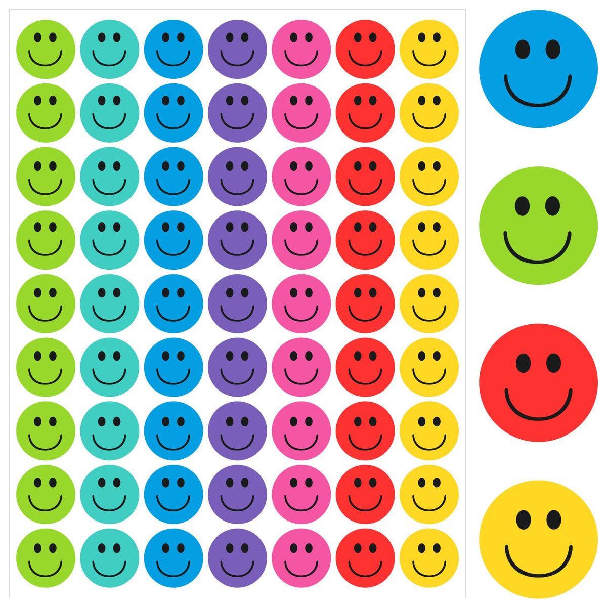 1260 Pieces Happy Smile Face Stickers Small Happy Face Decal Mini Motivational Stickers Incentive Reward Stickers Behavior Chart Stickers for Student (20 Sheets, 7 colors, 1 inch)