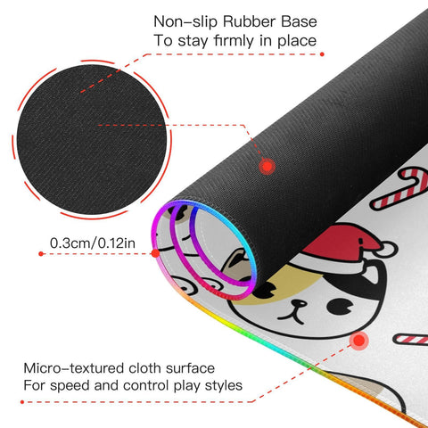 Christmas Cat Santa Wireless Charging Mouse Pad for Mobile Phone Extra Large Gaming Mousepad with 13 Lighting Modes Computer Mat for Office Home Gaming MacBook PC Laptop Desk