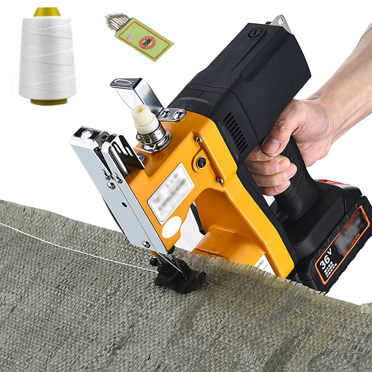 QJJML Cordless Bag Sewing Machine, Bag Closer Closing Machine, Stitch Length 7-10mm, 2s/Bag Automatic Bag Stitching Machine for Feed Sacks Jute Seed Bags
