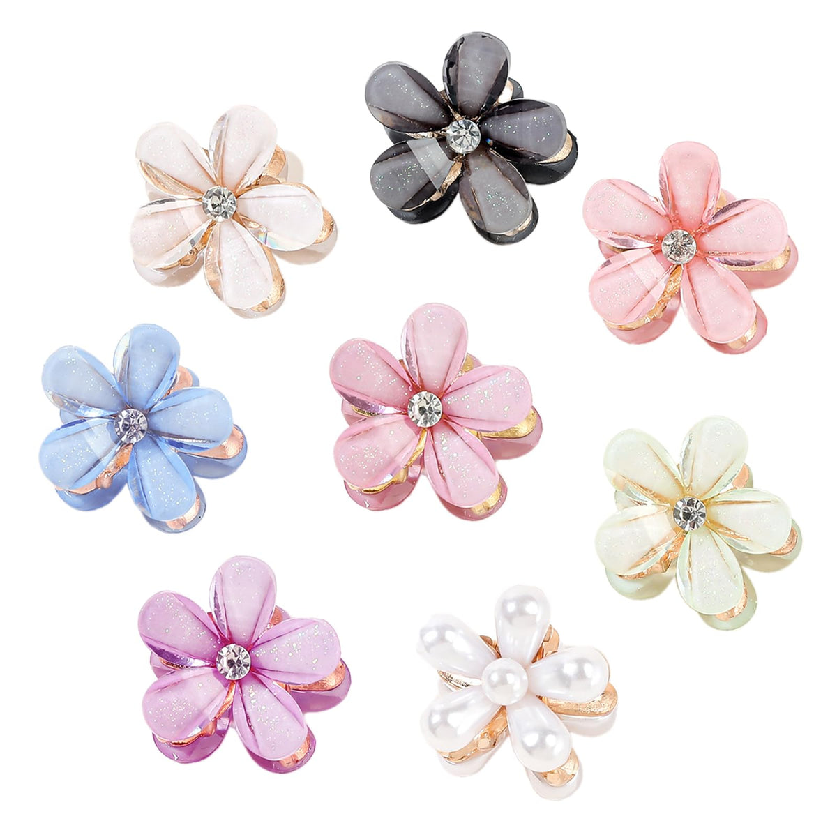 16Pcs Flower Hair Clips Small Flower Hairpins Cute Flower Shaped Hair Clips Sweet Mini Barrettes Mini Pearl Claw Flower Clips For Women Girls Wedding Birthday Party Girls Photograph Daily