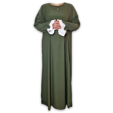 Yaqeen Premium Abaya Nidha Muslimah Maxi Dress Islamic Prayer Dress Ideal Casual/Mosque/Madrassa/Ramadan/Eid/Hajj/Umrah (Khaki)