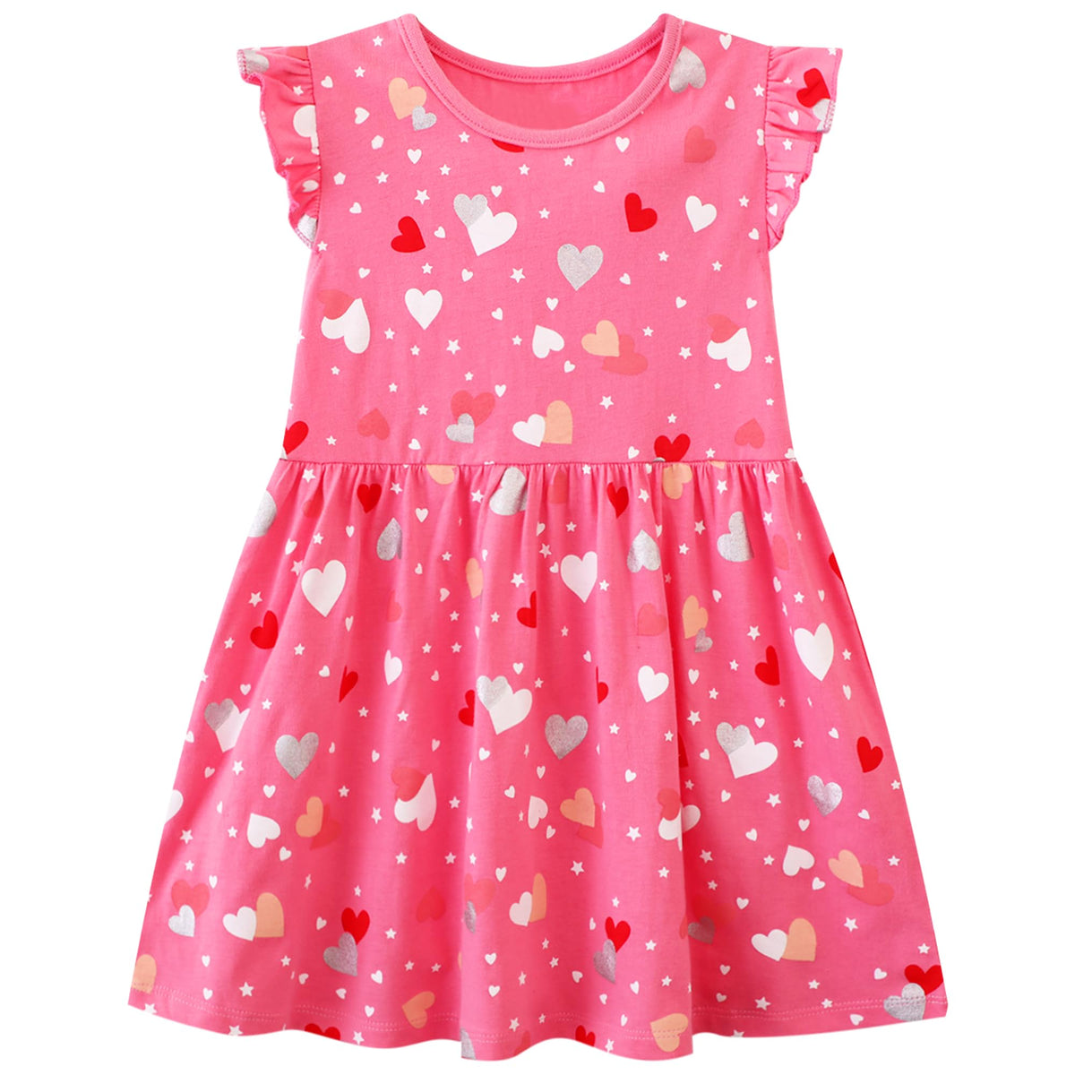 JinBei Girls' Dress Cotton Round Neck Ruffle Sleeveless Casual Unicorn Cartoon Appliques Blue/White Striped Clothing Kids Summer Party Festive Princess A-line Dresses Size 98-128, red, 98-104 cm