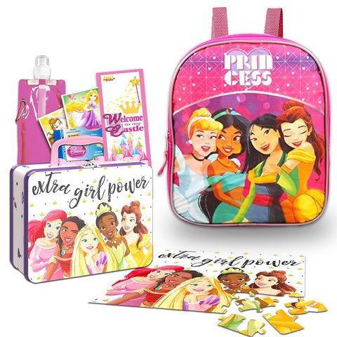 Disney Princess Mini 11" Backpack with Lunch Box & Puzzle Set 48 Pc Puzzle, More