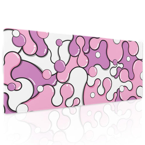 Pink Pastel Purple Mouse Pad XL Anime Cool Geometric Japanese Extended Desk Mat 80X30cm Non-Slip Rubber Base Stitched Edge Large Mousepad for Desk Gaming Laptop Desktop,31.5Ã—11.8 Inch