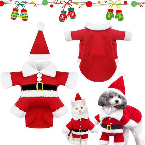 Pet Christmas Costume Santa Claus Dog Costume Christmas Dog Coat Hung Winter Jackets - Soft/Warm/Easy to Put on and Off - Pet Party Dog Costume for Christmas (XL)
