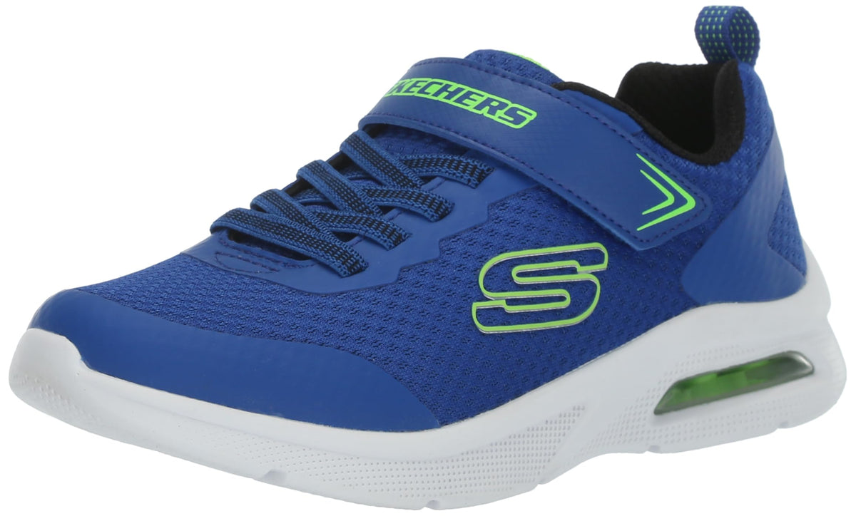 Skechers Boy's Microspec Max Sneaker, Blue/Lime, 4.5 Big Kid
