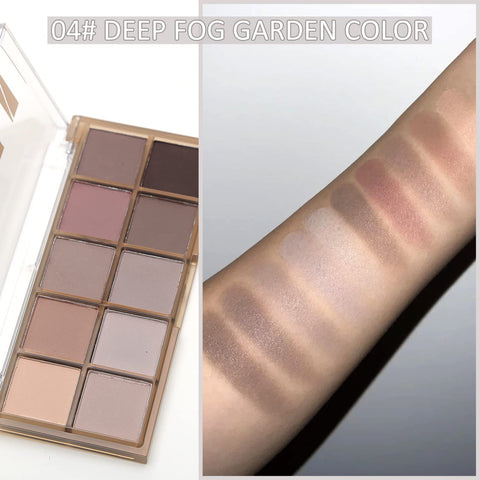 Erinde 10 Colors Mini Naked Eyeshadow Makeup Palette, Matte Taupe & Brown Eye Shadow, Neutral Nude Smoky Eyeshadow Make Up Pallet with Brush, Ultra-Blendable Waterproof & Long-Lasting Travel Size Gift