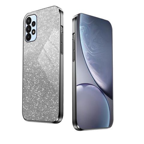 WBWONE Glitter Case for Samsung Galaxy A23 5G / 4G Case, Electroplated Edge, Flexible Protection, Shockproof Soft Cover Shell with Glitter Stickers - Black