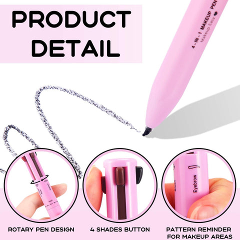 Dansib 6 Pieces 4 in 1 Makeup Pen Eye Liner Lip Liner Highlighter Eyebrow Liner Makeup Pencil Waterproof Lip Color Makeup Beauty Tool for Women Travel (01#02#03#)