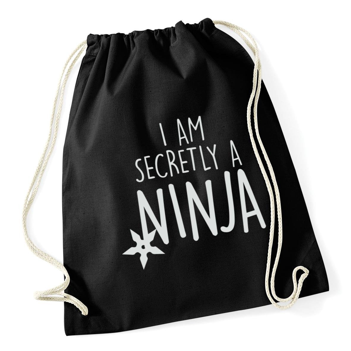 Hippowarehouse I am secretly a ninja Drawstring Cotton School Gym Kid Bag Sack 37cm x 46cm, 12 litres