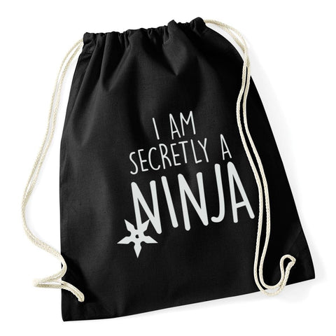 Hippowarehouse I am secretly a ninja Drawstring Cotton School Gym Kid Bag Sack 37cm x 46cm, 12 litres