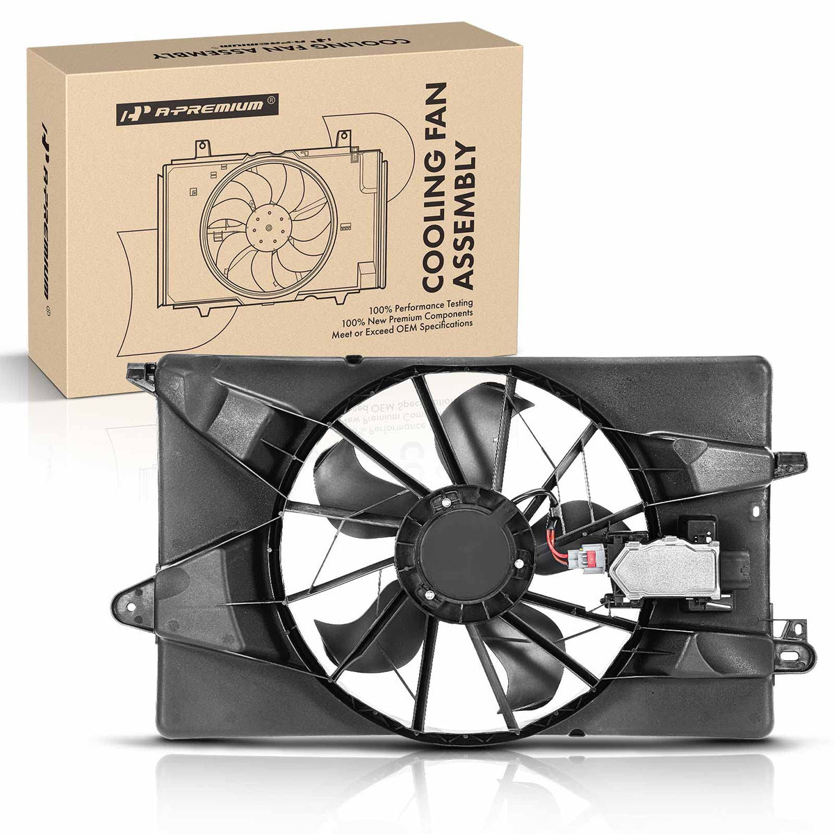 A-Premium Engine Radiator Cooling Fan Assembly Compatible with Select Dodge Models - Dart 2013 2014 2015 2016 - Replace# 55111482AC
