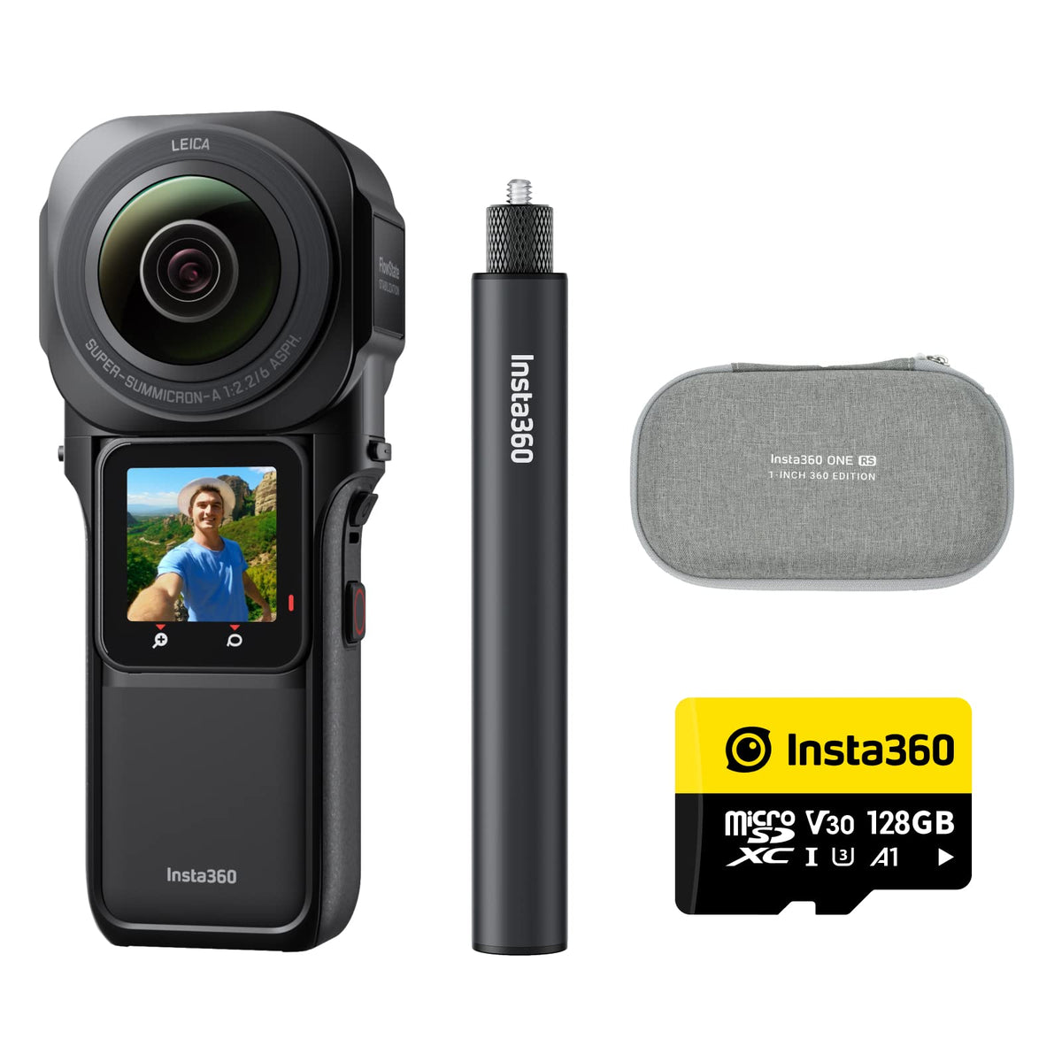 Insta360 ONE RS 1-Inch 360 Edition - 6K 360 Camera with Dual 1-Inch Sensors, Co-Engineered with Leica, 21MP Photo, FlowState Stabilization, Superb Low Light - Get Set Kit