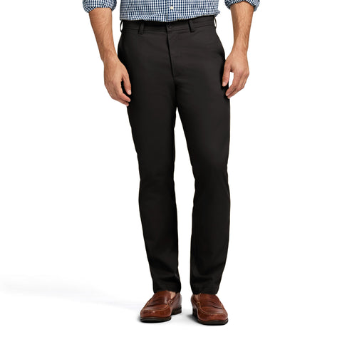 Izod Men's American Chino Flat Front Straight Fit Pant, Black, 32W x 29L