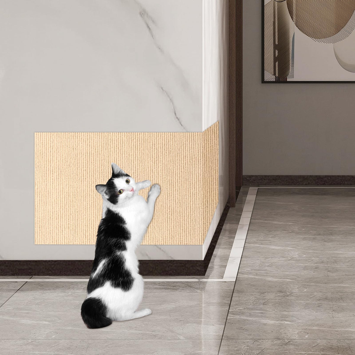 ENONCI 23.6x15.8 Couch Wall Corner Protection for Indoor Cats,Anti Scratch Furniture Protector from Cats Scratching,Trimmable Climbing Cat Scratcher Pad Play Mat Easy Use for Cat Board/Door/Carpet