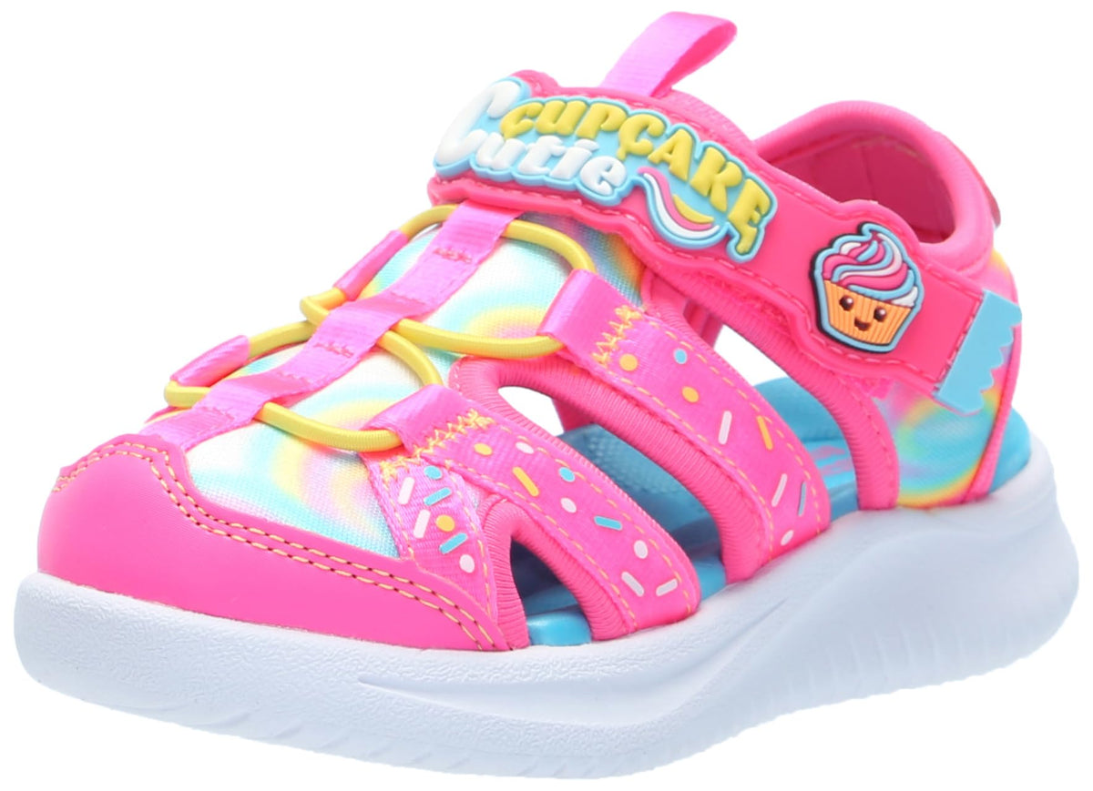 Skechers Girls Jumpsters Sandal Sneaker, Hot Pink/Multi, 9 Toddler
