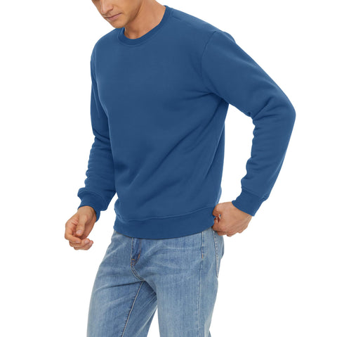 MAGCOMSEN Mens Sweatshirts Round Neck Warm Underwear Baselayer Tops Mens Jumper Sweater Casual Pullover Cotton Breathable Comfy Sweatshirts Thick Baselayer Top Mens Winter T-Shirts, Grey Blue