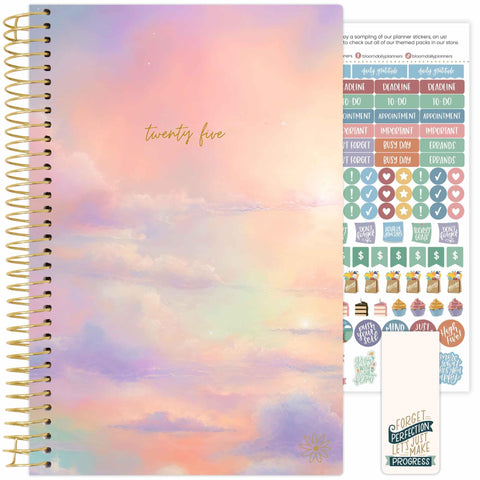 bloom daily planners 2025 Calendar Year Day Planner (January 2025 - December 2025) - 5.5â€ x 8.25â€ - Weekly/Monthly Agenda Organizer Book with Stickers & Bookmark - Cotton Candy Clouds