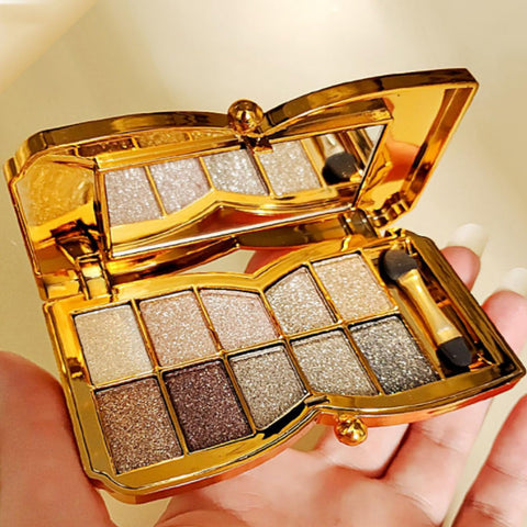 Generic Glitter Eyeshadow Palette,10 Colors Shimmer Eyeshadow Palette Gold Eyeshadow Highly Pigmented Long Lasting Waterproof Sweatproof Eye Shadow Palette Makeup for Women Eye Shadow Palette Makeup