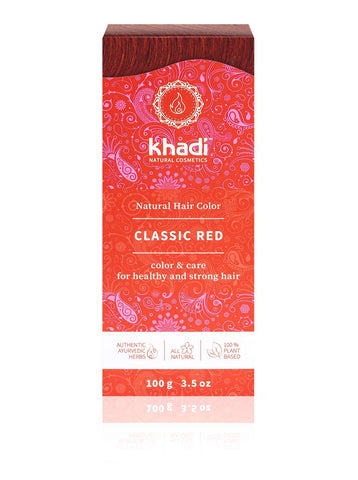 khadi Ayurvedic Natural Hair Color, 100% herbal, vegan, PPD & chemical free, certified natural cosmetics for healthy hair (CLASSIC RED, 1 Pack (1 x 3.5oz))