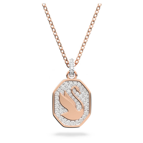 SWAROVSKI Signum Pendant, Swan, White, Rose-Gold Tone Finish