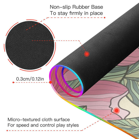 Hand Drawn Poppy Wireless Charging Mouse Pad for Mobile Phone Extra Large Gaming Mousepad with 13 Lighting Modes Keyboard Mat for Office Home Gaming MacBook PC Laptop Desk